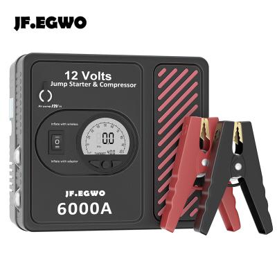 China Multifunction 6 in 1 Portable Jump Starter Car Power Pack Emergency Booster Battery 12v High Capacity 28000mah with Air Compressor for sale