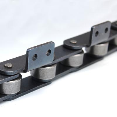 China Single Side Equipment Accessories Standard Equal Width Curved Plate With Double Hole Roller Conveyor Chain for sale