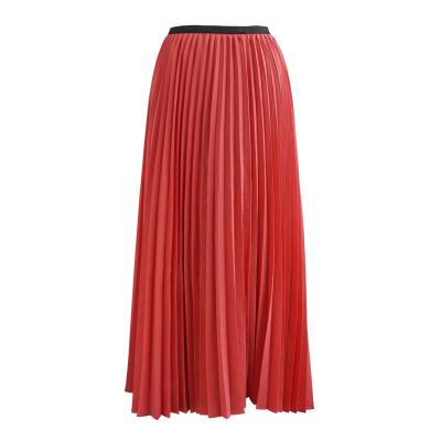 China Custom Red Elegant Skirt 2021 Anti-Static Women's Long Pleated Skater Skirts for sale