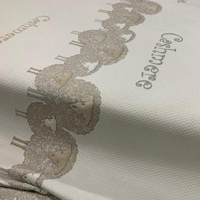 China Fire Retardant 10% Cashmere 90% Polyester Double Jacquard Sheep Pattern Mattress Fabric for sale