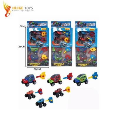 China Plastic Slot Toy Ejection Toy Car Pulling Plastic Car For Kids Shaped Car Toy for sale