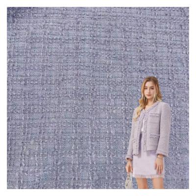 China Wrinkle Resistant Fancy violet tweed fabric 25%Wool 75%Polyester plaid tweed fabric for dress for sale