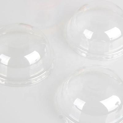 China Dome Shape Disposable PET Clear No Hole Lid For Bubble Tea Cup PET Material Plastic Cup Lid For Ice Cream Cups for sale