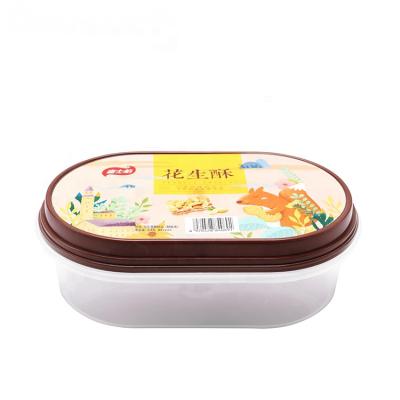 China Factory Wholesale Disposable /Eco Friendly /Recyclable /Durable /Microwavable 1.4L Ice Cream Oval Shape Plastic Box With Gold Lid For Plastic Ice Cream Tub for sale