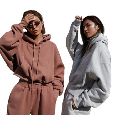 China Anti-pilling Oversized Hoodie Women 2 Pieces Sets Trackers Womens Hoodies Long S Teams Sweated Sets Racksuit Set for sale