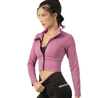 China Breathable High Quality Custom Wear Yoga Fitness Women T-shirt Long Sleeve Zipper Tracksuit for sale