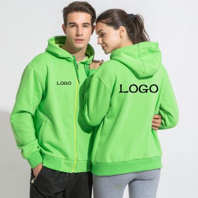 China Breathable Custom Warm Logo Hoodies Zipper Fleece Jacket Hooded Sweatshirt Add Wool for sale