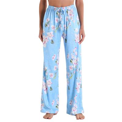 China 2021 New Arrival Breathable HOT Flower DFG Sunflower Palazzo Sunflower String Wide Leg Loose Straight Cut Casual Pants For Women for sale