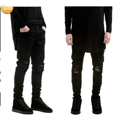 China QUICK DRY Skinny Stretch Jeans Men Fashion Hole Denim Black Plus OEM Distressed Hombre Thin Woman Fit Clothing Long Jeans Man Pant for sale