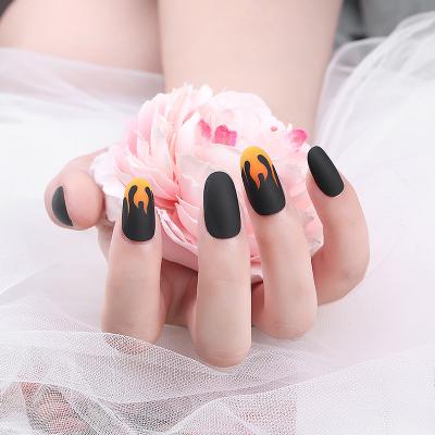 China Design Fashion Press On Nail Wedding Medium Length Luxury Flame Fake Nails for sale