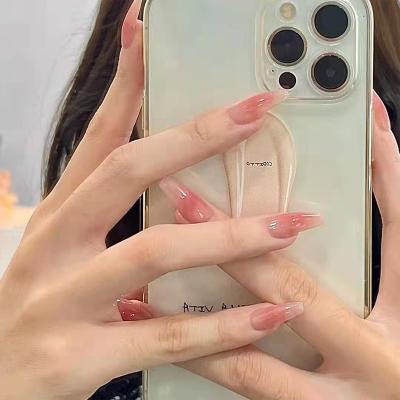 China Square Stand 2022 Diy Fashionable Pink Color Press On Nails Acrylic Nail Artifical Nails Stilettos for sale