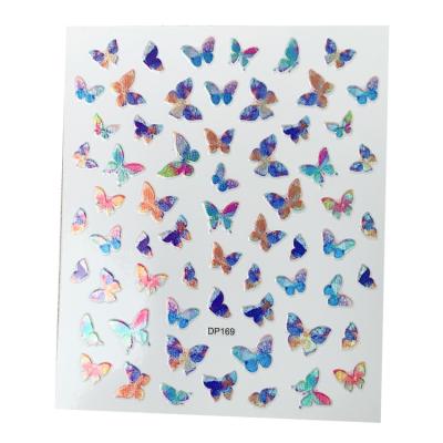 China Hot Selling Designer Butterflies Nail Art Stickers Best Price 2022 Finger Nail Customized Nail Art Laser Decals for sale