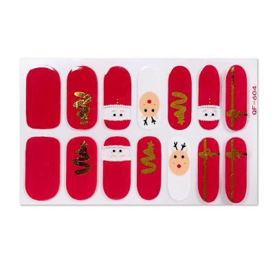 China Cute Semi UV Cured Waterproof Nail Art Gel Wrap Manicure Nail Stickers Halloween Christmas Nail Finger Nail Decals for sale