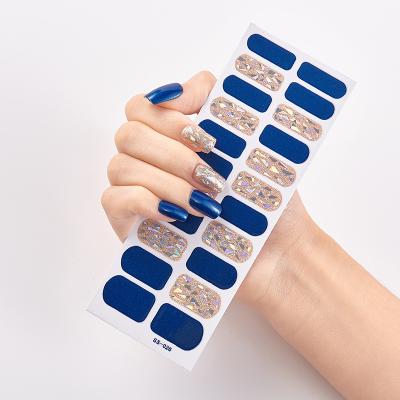 China Nail Art Wholesale Hot Selling Custom Logo Nail Wraps Stickers 24 Finger Nails Laser Bronzing Real Nail Polish Strips for sale