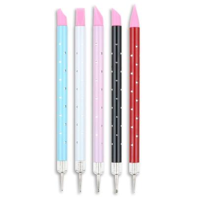 China Beauty Paint Tools Double-headed Silicone Pen, Dot Drill, Flower Needle, Nail Brush, Hollow Carving, Indent, Clay Tool for sale