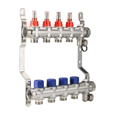 China Modern Water Valve Floor Heating System Brass Plumbing Radiant Distribution Manifolds With Flow Meter for sale