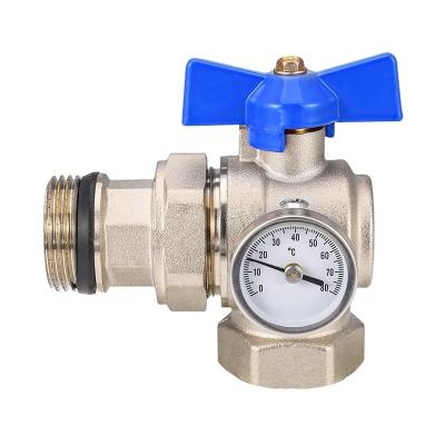 China Best Selling Modern Brass Angle Ball Valve With Thermometer for sale