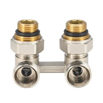 China Thermostatic Mixing Valve Modern Brass Double-hole Nut Heating Radiator HV6102 Valve Mixing Valve for sale