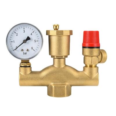 China Modern brass boiler parts set automatic air vent and safety valve for underfloor heating for sale