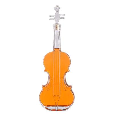 China Unique Shaped Transparent Glass Wine Bottle Handmade Custom Beverage Wine Glass Bottles Violin Shape for sale