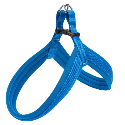 China Customized Soft Padded Neoprene Nylon Dog Harness With Leash Set D Rings Loops Plastic Buckle for sale