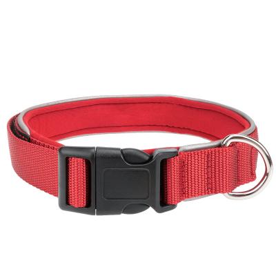 China Soft Padded Neoprene Dog Collar With Reflective Wire Strip Plastic Hook And Loop Fasteners for sale