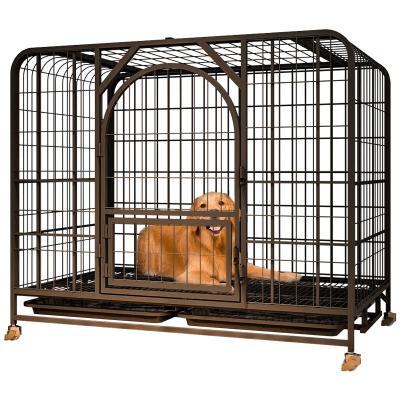 China Good Quality Wholesale Breathable Metal Kennel Dog Crate Heavy Duty Unique Stainless Black Crate For Large Dogs for sale