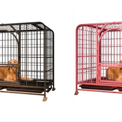 China Outdoor Breathable Heavy Duty House In 48 Inch Metal Stainless Steel Wire Dog Cage Indoor Kennel For Large Dog for sale