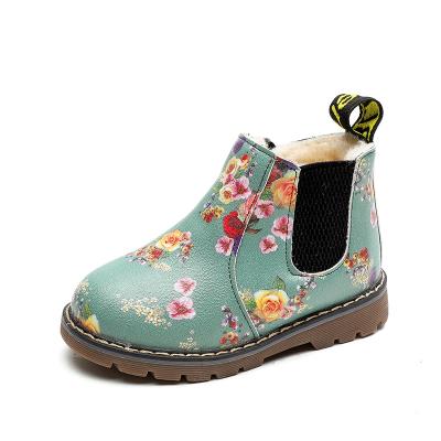 China Other Wholesale Kids Flower Print Flower Boots Winter Plush Children Casual Shoes Children Snow Boots Martin Boots for sale