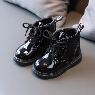 China Thermal Autumn Customized Boys Winter Shoes Girls Warm Kids Bright Leather Martin Boots Children Snow Boots Toddler for sale