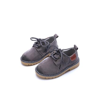 China Breathable children's casual boys and girls leather trim British simple wear-resistant baby shoes big toe leather shoes retro shoes for sale