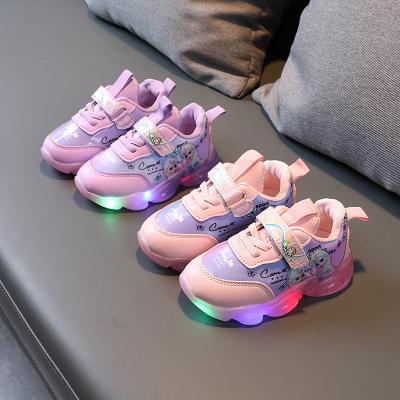 China New Design Pink Thermal Sneaker Girls Favorite Autumn Winter Leather Bright Kids Boy Shoes Children Led Casual Shoes for sale