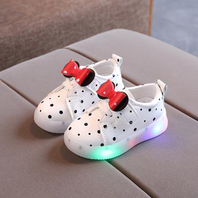 China Wholesale Cute Flat Girls Dot Bow Casual Kids Shoes Polka Dot Kids Shoes Led Toddler Girl Shoes for sale