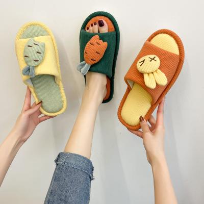 China Girls Recyclable Fashionable Canvas Indoor Flat Slipper Cotton Cute Cartoon Slippers For Women for sale