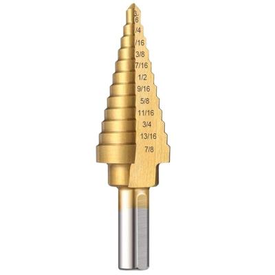 China For 12 Step Plastic Titanium High Speed ​​Steel Drill Bits 3/16to 7/8 Bits, For Metal, Wood, Plastic, Multiple Hole Drilling Taper Bits for sale