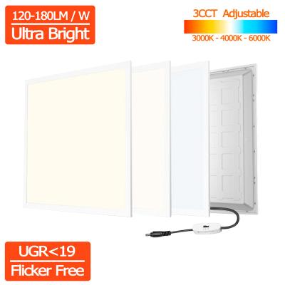 China 120-180lm/w 3CCT Modern Super Bright Backlight LED Panel Light 60x60 30x120 Adjustable Ceiling Recessed Backlit LED Panel Light for sale