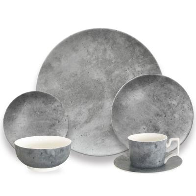 China Viable wholesale high quality gray house used ceramic restaurant wedding dinner set bone china dinnerware for sale