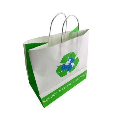 China Recyclable Custom Recycle Food Packaging Food Kraft Paper Bag With Flat Handle for sale