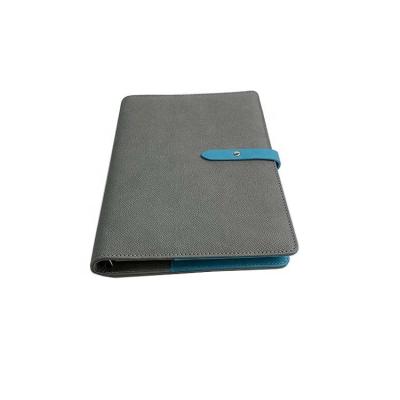 China Custom Printed A4 PU Travelers Diary Loose Leaf Gift Gray Hard Leather Notebook for sale