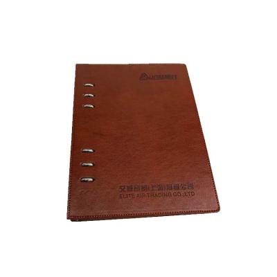 China Custom Print School Stationery Logo School Stationery A5 Brown PU Leather Hardcover Notebook for sale