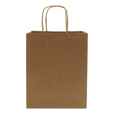 China Custom Logo Printed Cheap Eco Recycle Recyclable Take Away Food Packaging Brown Craft Paper Bag With Handles for sale