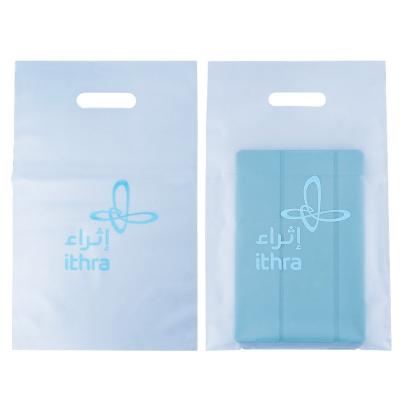 China Custom CPE Moisture Proof Frosted Die Cut Bag Can Be Used For Daily Shopping Packaging for sale