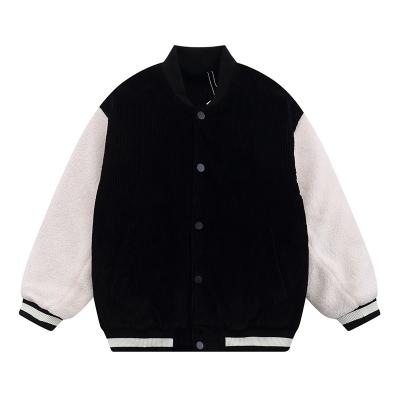 China Custom Winter Corduroy Sherpa Baseball Universe Unisex Oversized Varsity Jacket Plus Size Varsity Bomber Jacket for sale