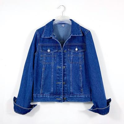 China Others Customized Button Down Washed Blue Denim Jacket Outwear Slim Fit Women Denim Jacket for sale