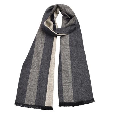 China Knitted Striped Mens Cotton Scarf Winter European Cashmere Plaid Double Sided Scarf for sale