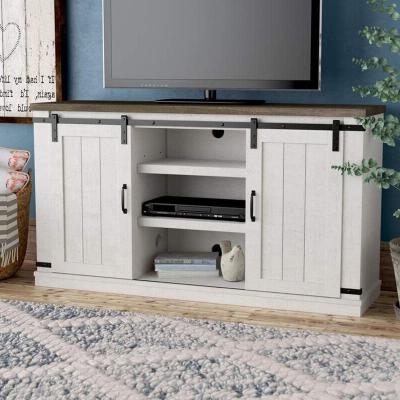 China Hot Sell White Wood Adjustable Modern Furniture Wall Console Unit Cabinet TV Stand Design (Size) Living Room Bedroom Barn Door Long For Wholesale for sale