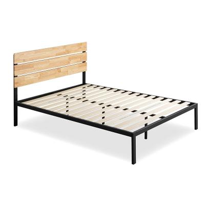 China Other Modern Sturdy Iron Bed Frame Metal Bedroom Furniture Upholstered Bed With Headboard for sale