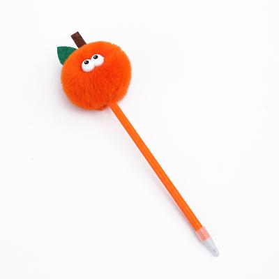 China Promotional Pen Wholesale Cheap Price Plastic Pen New Design Tangerine Cute Ballpoint Pen With Cover for sale