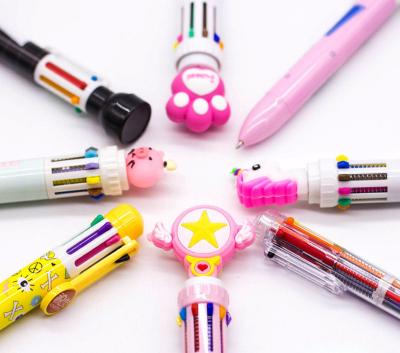 China Pen Wholesale Plastic Carton Cute Promotional 10 Colors 6 Colors Ballpoint Pen Cheap Price Press Ballpoint Pen for sale