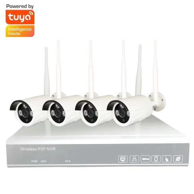 China NIGHT VISION Tuya CCTV NVR Set 4 CH 1080P WiFi Wireless Security Camera Surveillance System CCTV Camera Kit for sale